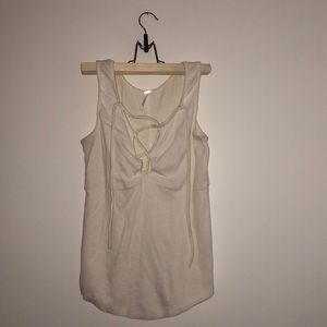 FREE PEOPLE WHITE LACE UP TANK TOP
